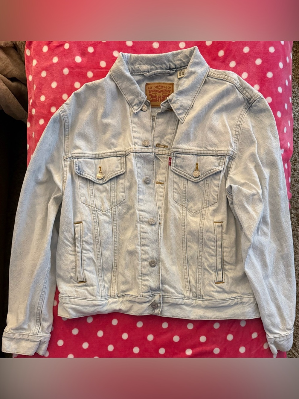 Levi’s XL Floral Embroidered Light Wash Denim Trucker Jacket Boho